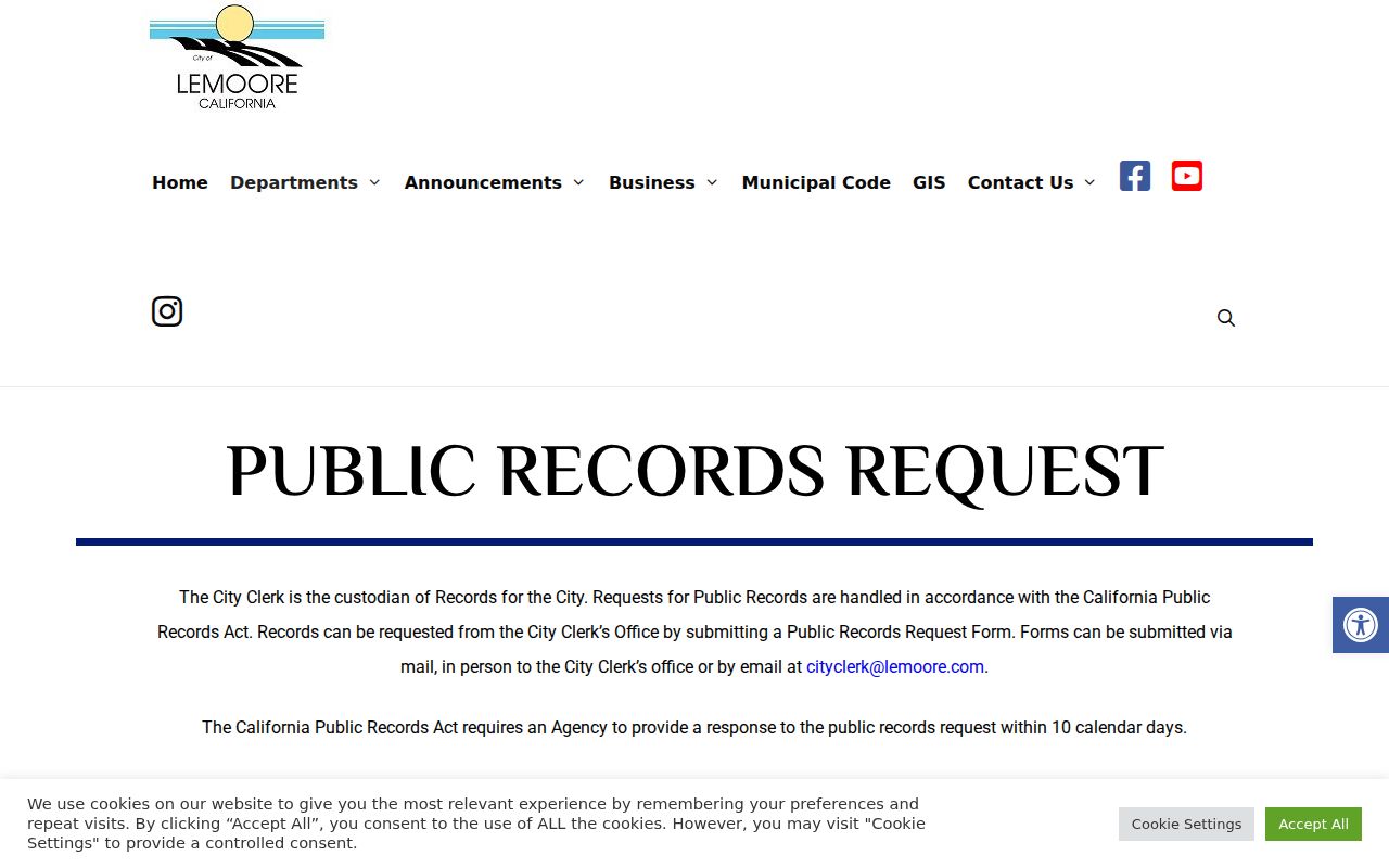 Lemoore people search city public records request page