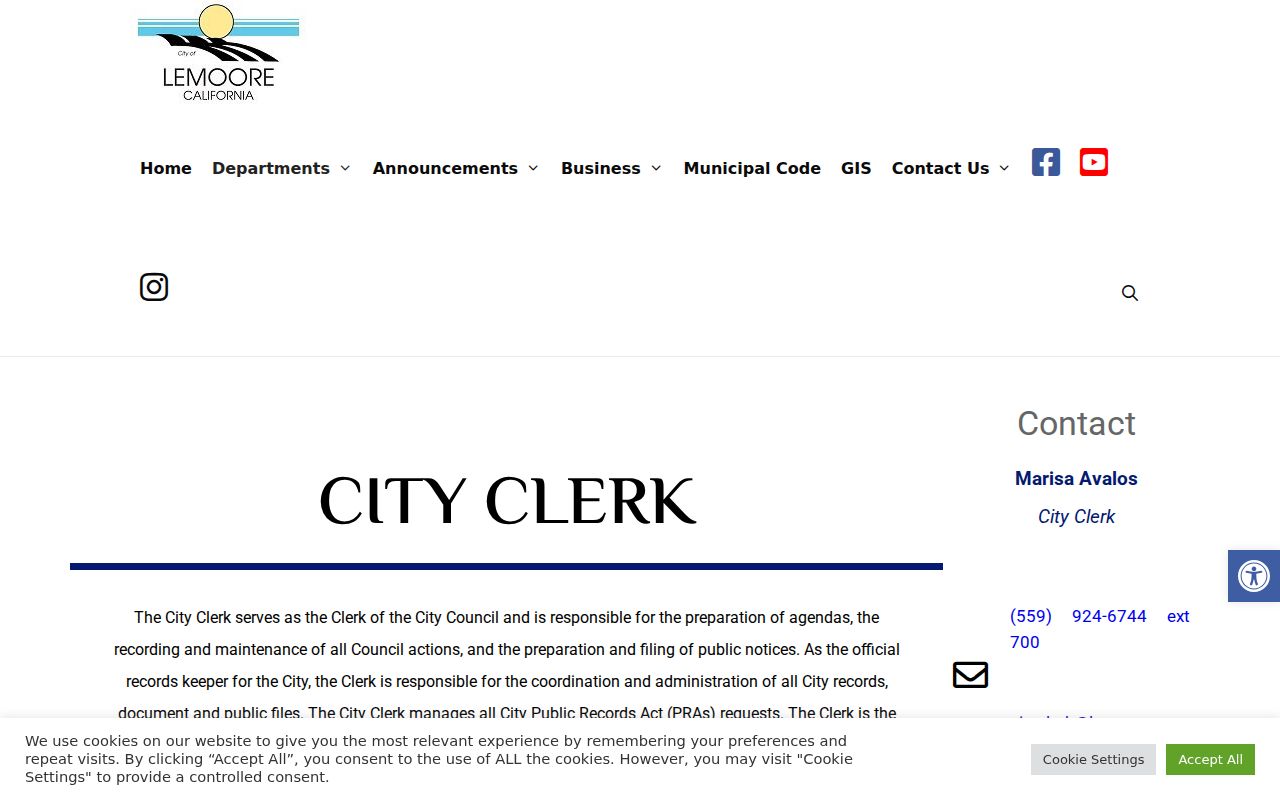 Lemoore people search City Clerk records contact