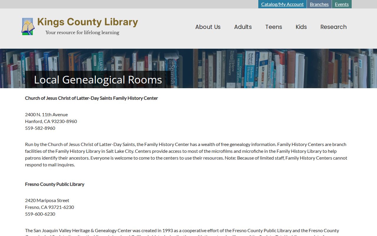 Lemoore people directories Kings County Library genealogy collection leads