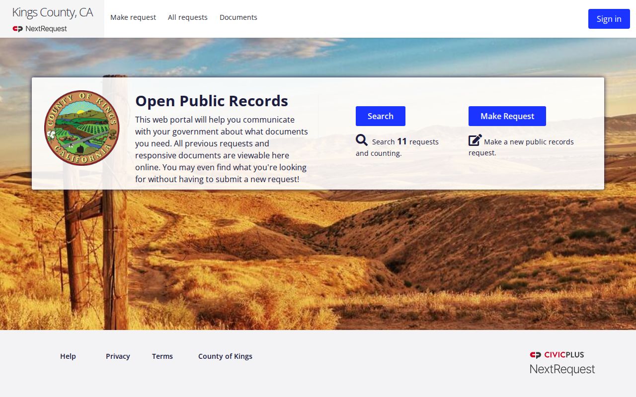 Lemoore public records request portal for Kings County