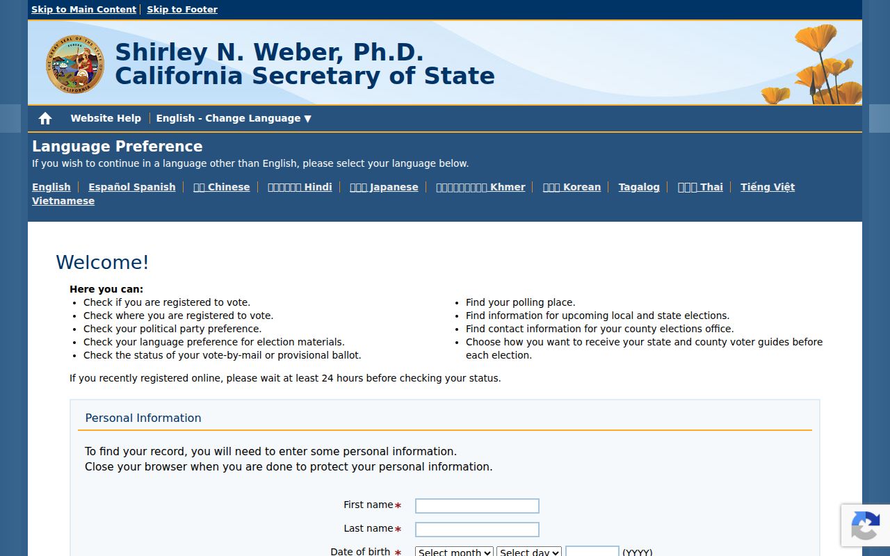 Lemoore voter registration records My Voter Status lookup